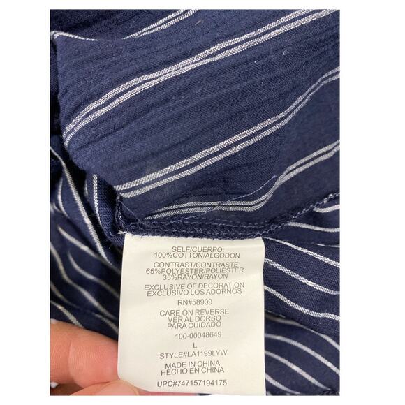 Gibson Latimer Striped Top Career Lightweight Flare Sleeves NWT Size L - Picture 7 of 7